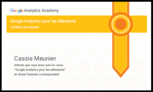 Certification google analytics Cassie So conseils Google Analytics certification So Conseils