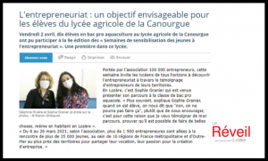Article agence de communication entreprenariat élève à la Canourgue Lozère